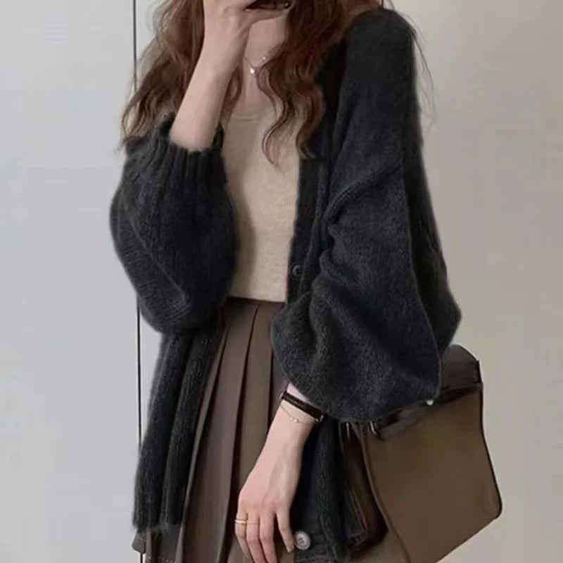 Cardigan Fin en Mohair Femme – Chic et Décontracté