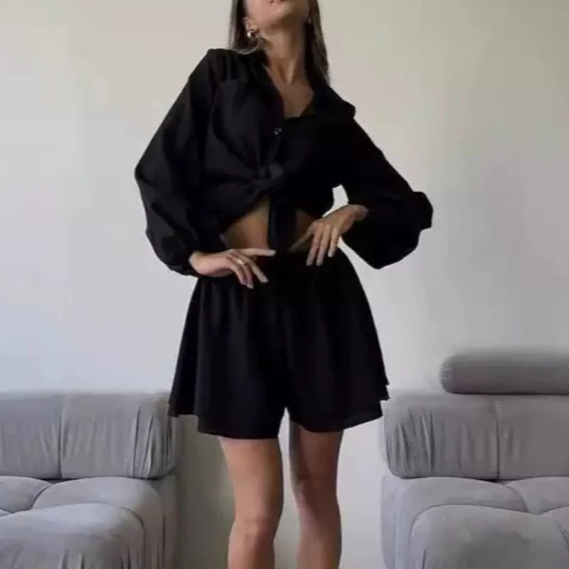 Ensemble 2 Pièces Femme – Chemise Blanche et Short Ample