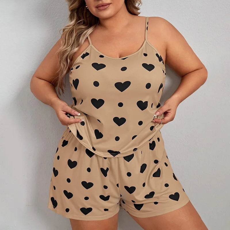 Pyjama Ample 2 Pièces Femme – Haut Court et Short Imprimé