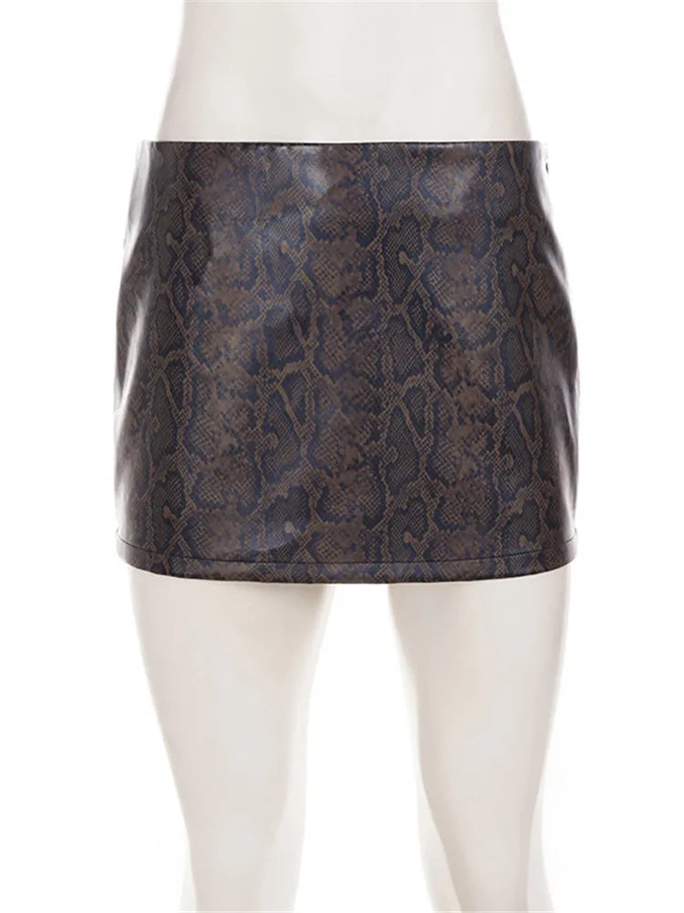 Mini-Jupe Femme à Motif Animalier en Similicuir