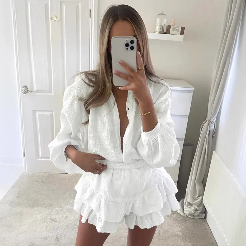 Ensemble Blanc Femme 2 Pièces – Look Chic