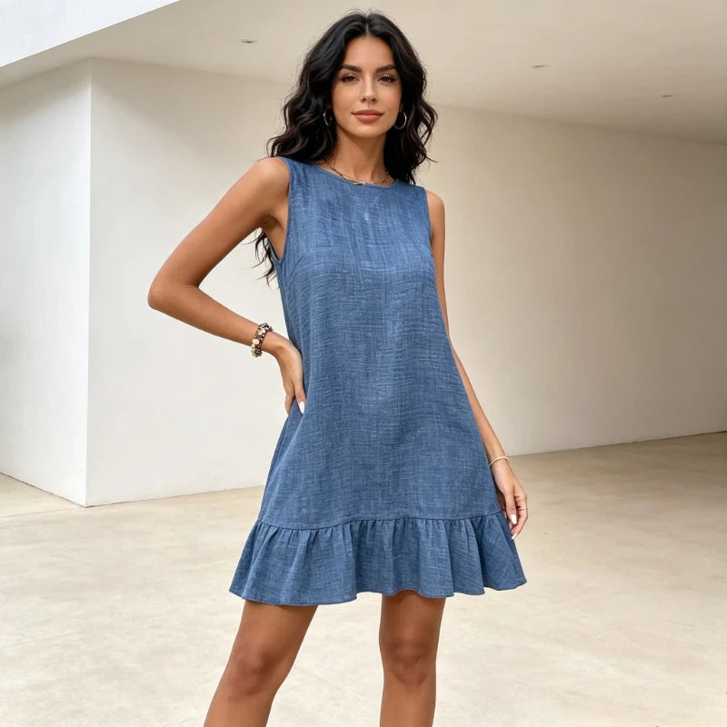 Robe Courte d'Été Femme – Dos Nu et Nœud Papillon