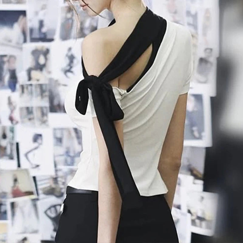 T-shirt Léopard Femme – Col Asymétrique