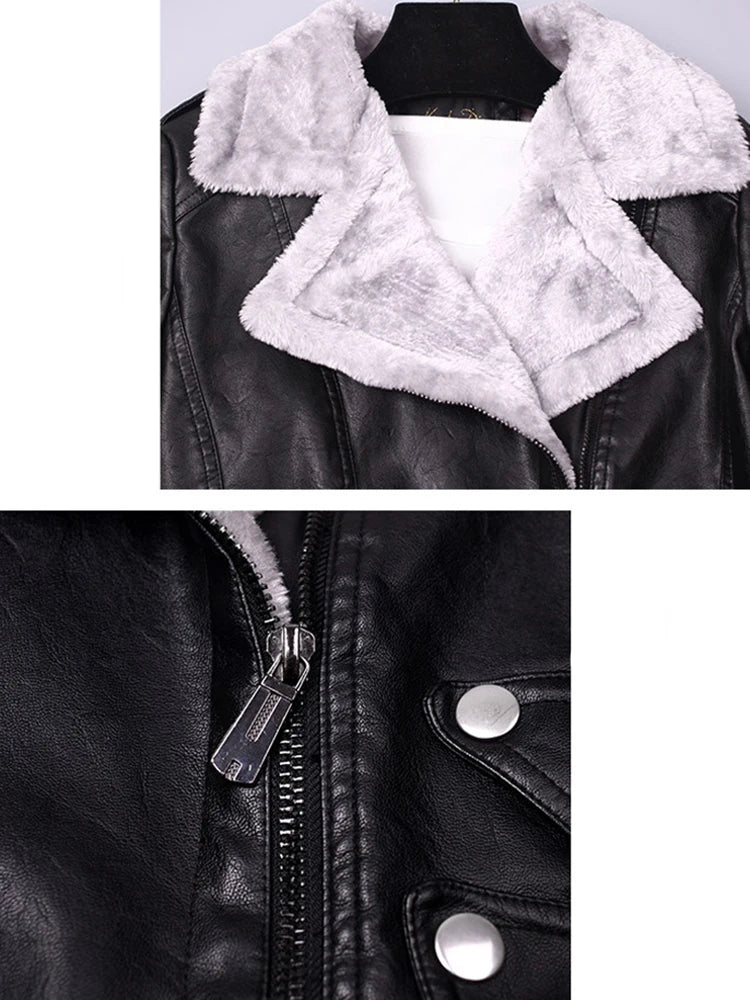 Veste motard femme décontractée en simili cuir