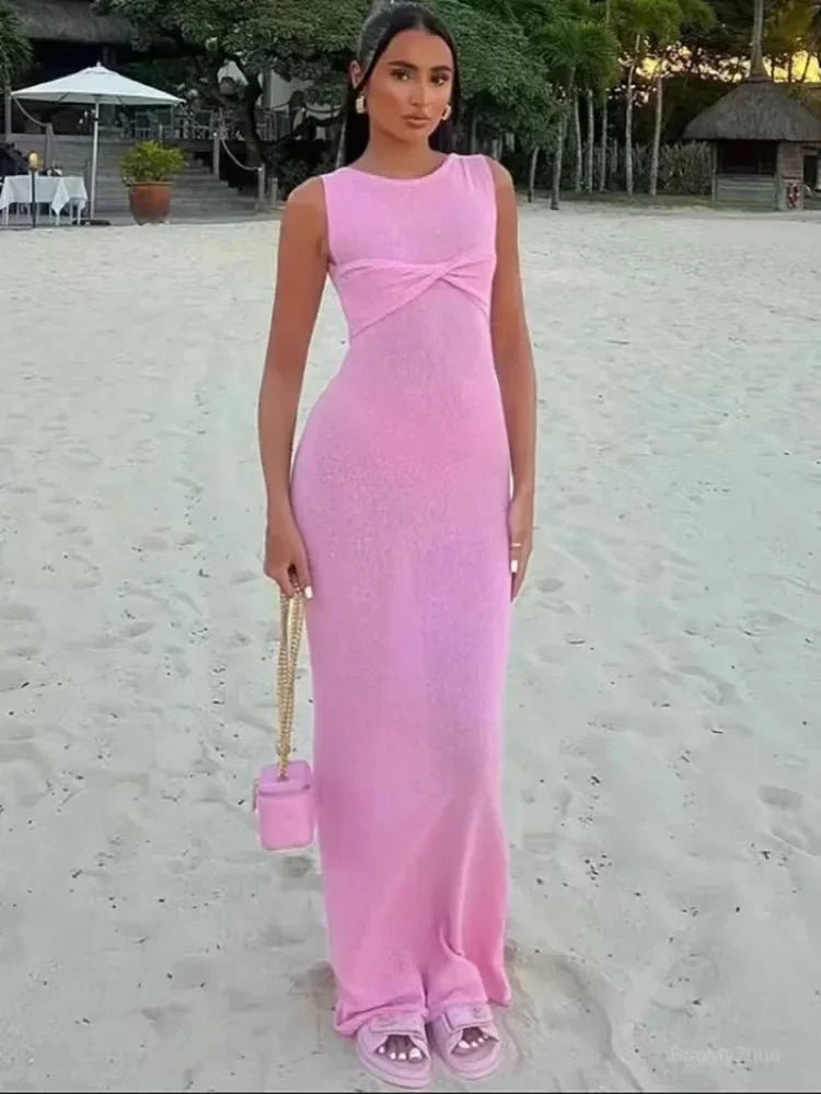 Robe Longue Femme – Col Rond et Fronces