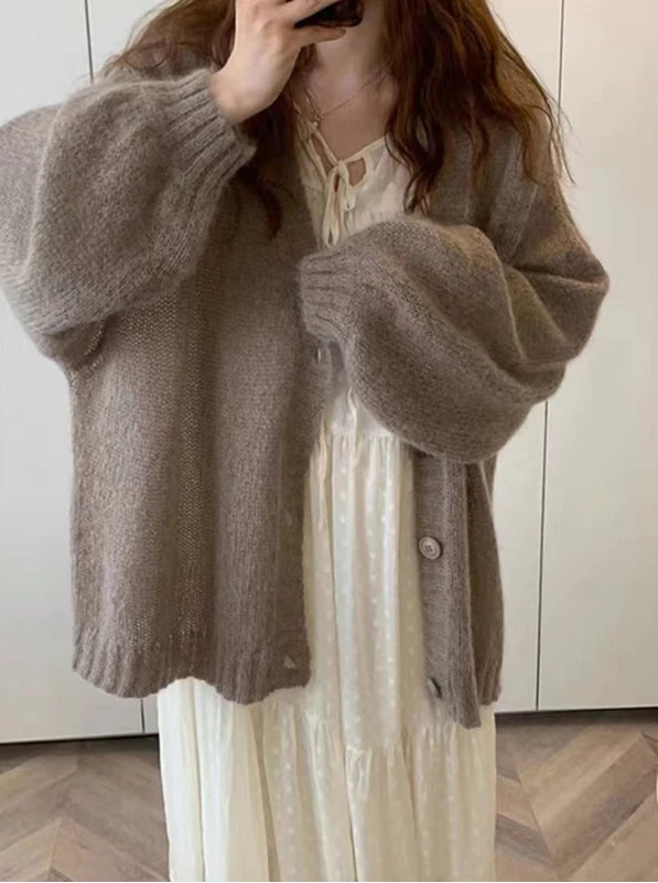 Cardigan Fin en Mohair Femme – Chic et Décontracté