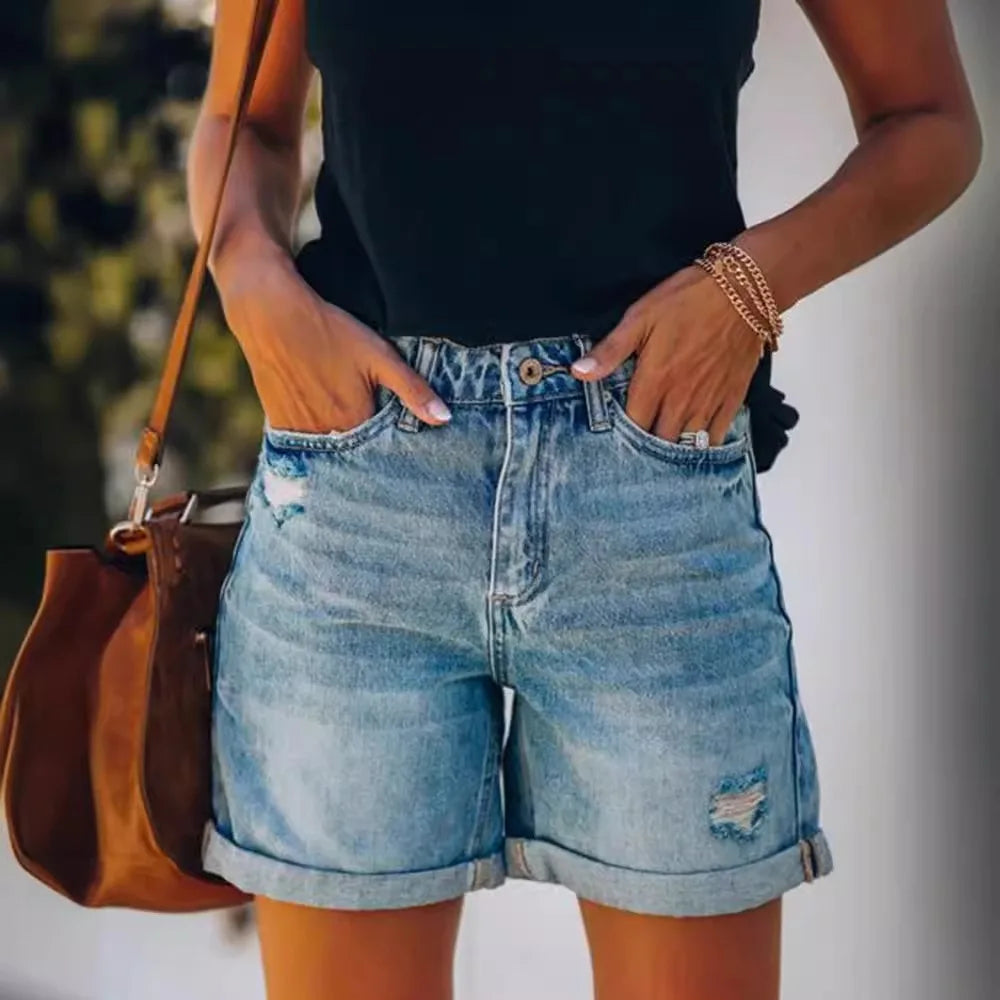 Short en Jean Femme – Ourlets Repliés