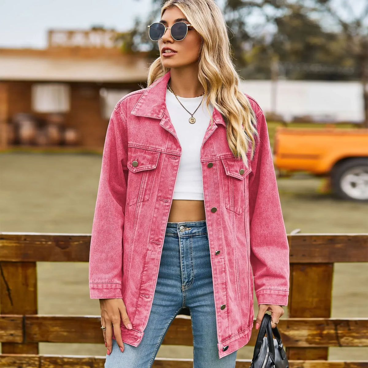 Veste en Jean Vintage Femme – Coupe Ample et Revers