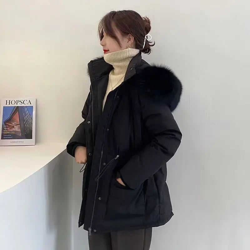 Parka Femme – Doublure Effet Fourrure et Coton Matelassé