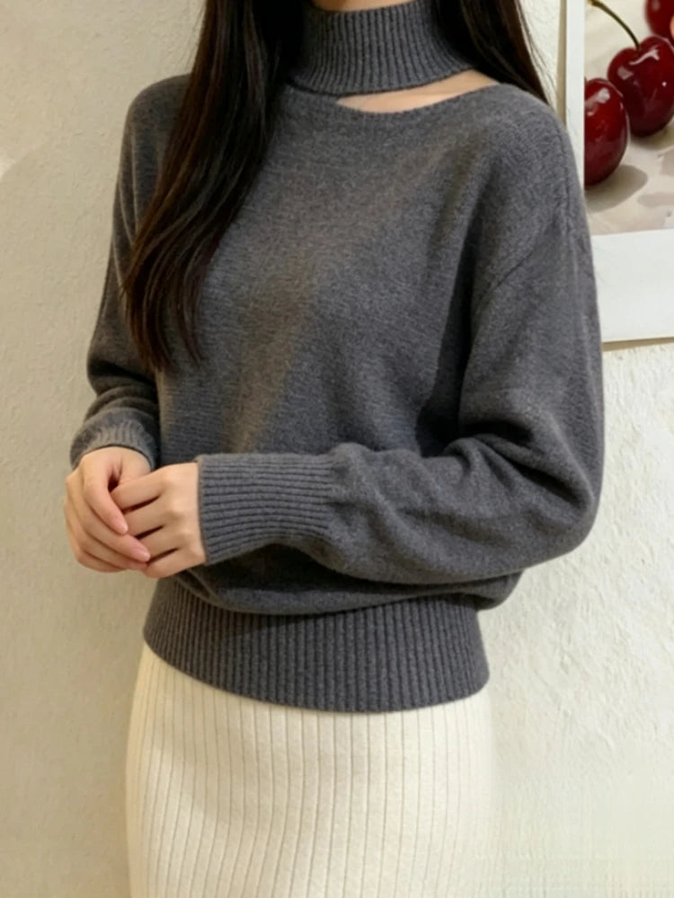 Pull en Maille Femme – Col Bateau et Épaules Dénudées