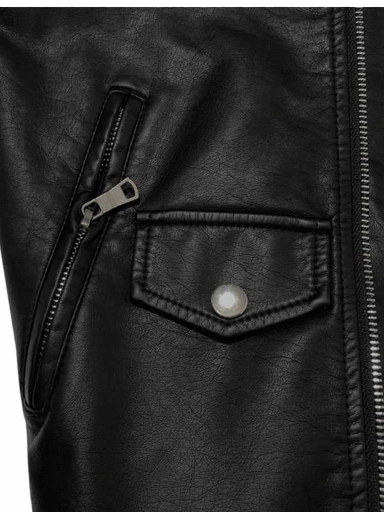Veste perfecto femme noire en cuir synthétique