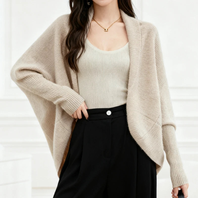 Cardigan en Maille Femme – Manches Chauve-Souris Élégantes