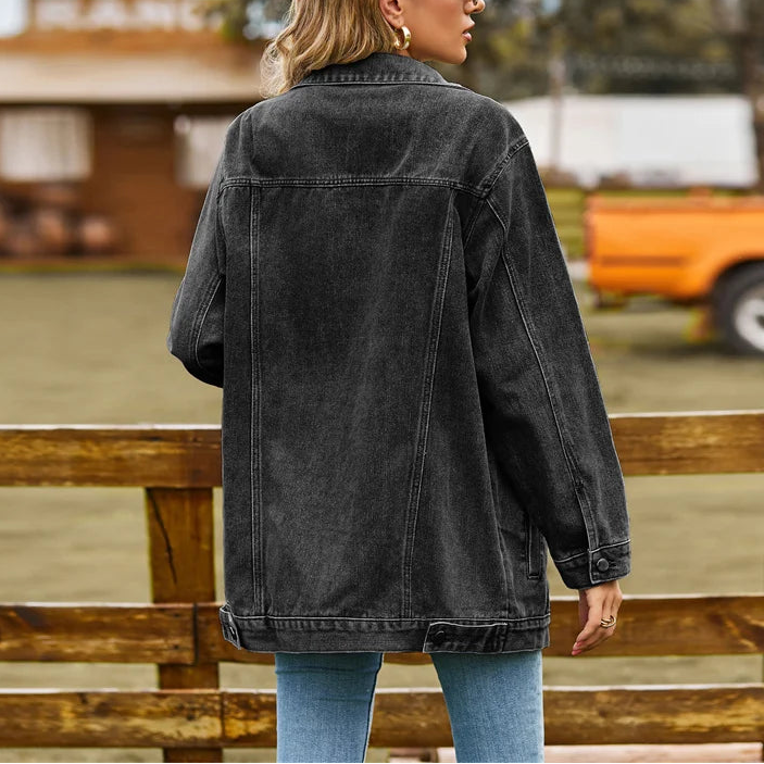 Veste en Jean Vintage Femme – Coupe Ample et Revers