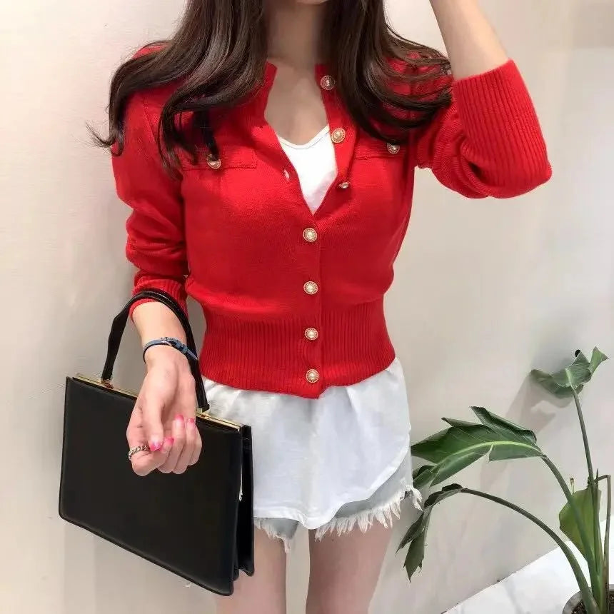 Cardigan Court Femme – Maille Ajustée Style Coréen