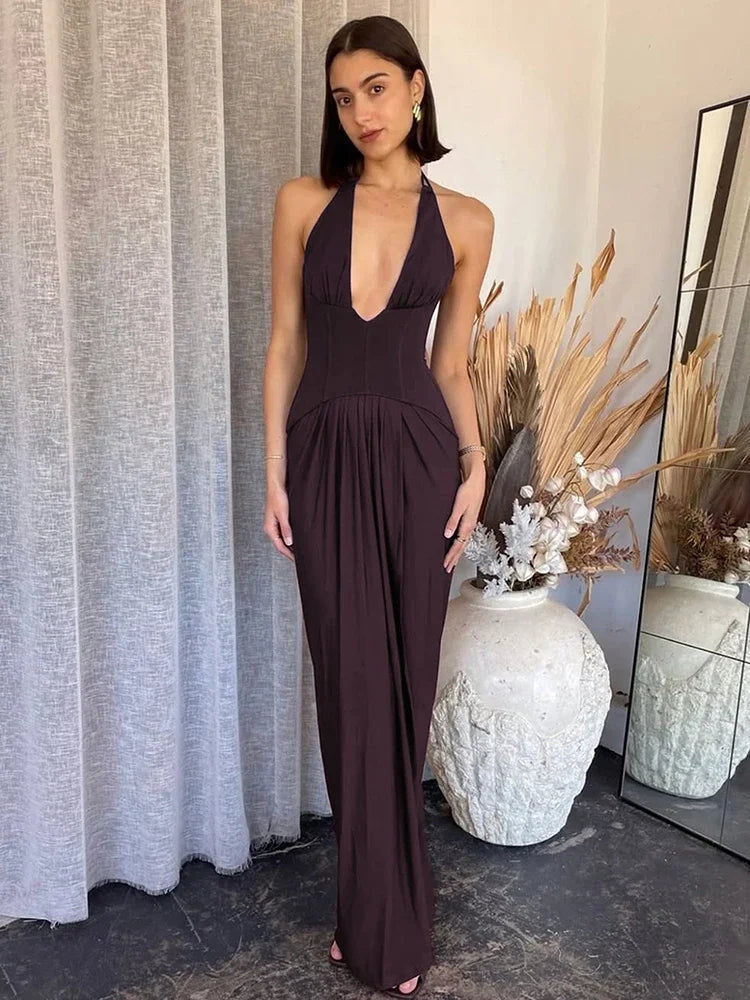 Robe Longue Femme – Plissée et Fendue