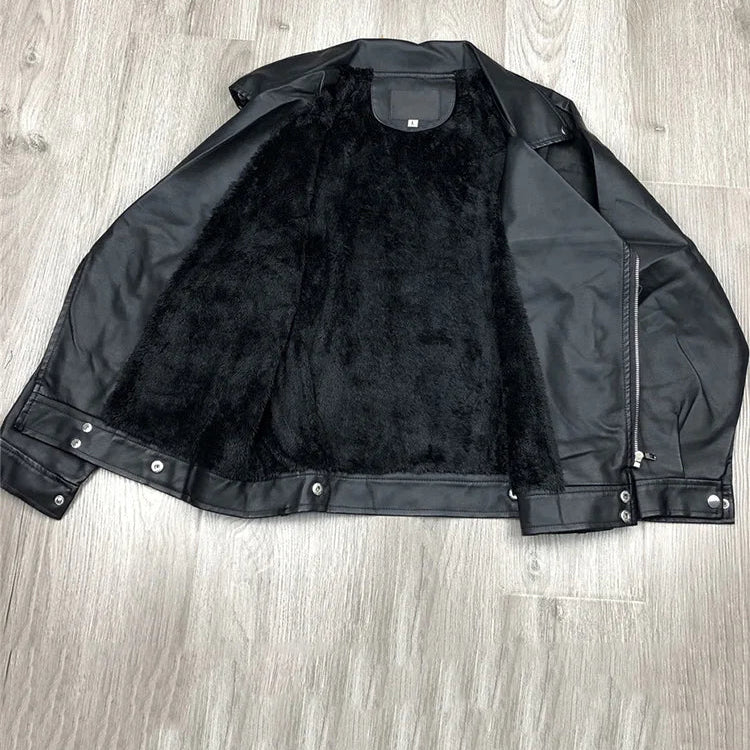 Blouson moto femme oversize en simili cuir