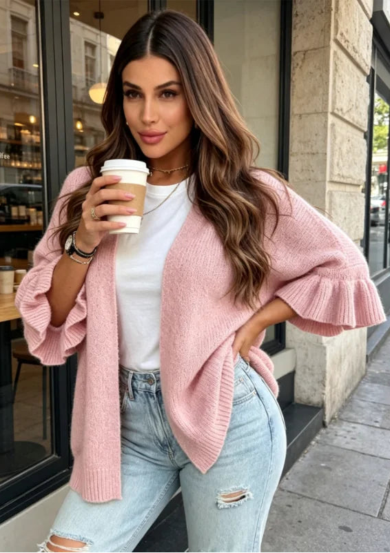 Cardigan Léger Femme – Maille Douce et Volants