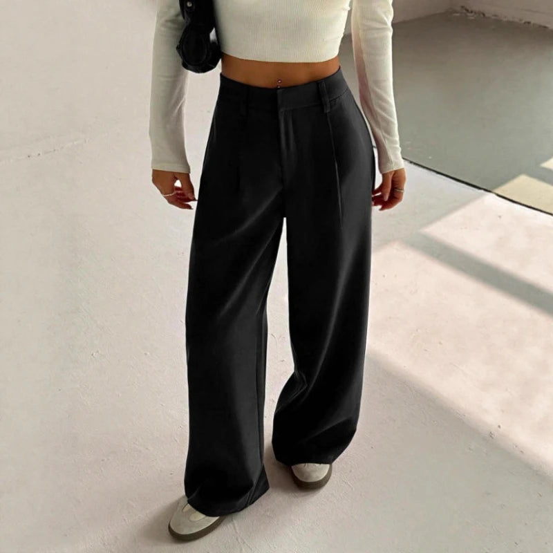 Pantalon Ample Femme – Taille Haute et Tissu Léger