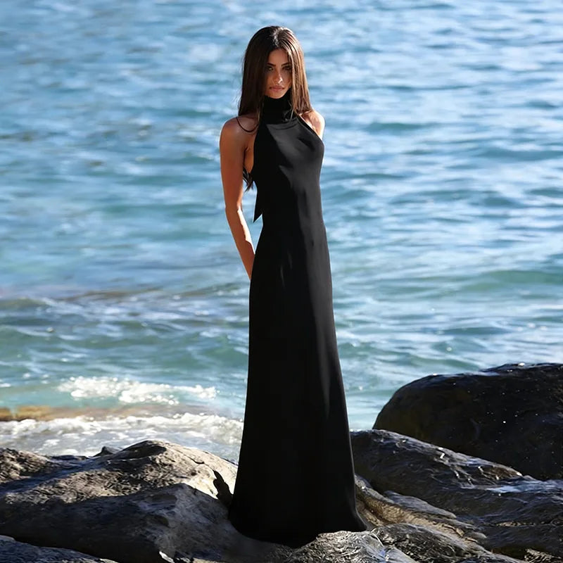 Robe Longue Satinée Femme – Tenue de Soirée Élégante