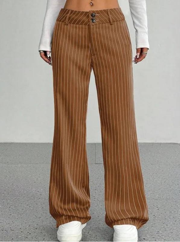 Pantalon Large Rayé Femme – Coupe Décontractée