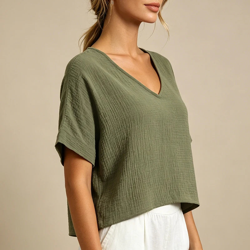 T-Shirt Chic Femme – Mousseline de Coton
