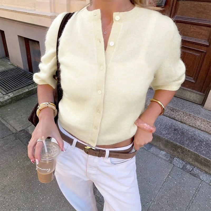 Cardigan femme doux en peluche à boutons