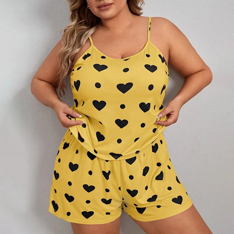Pyjama Ample 2 Pièces Femme – Haut Court et Short Imprimé