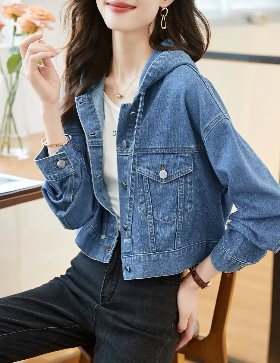 Veste en Jean à Capuche Femme – Style Vintage