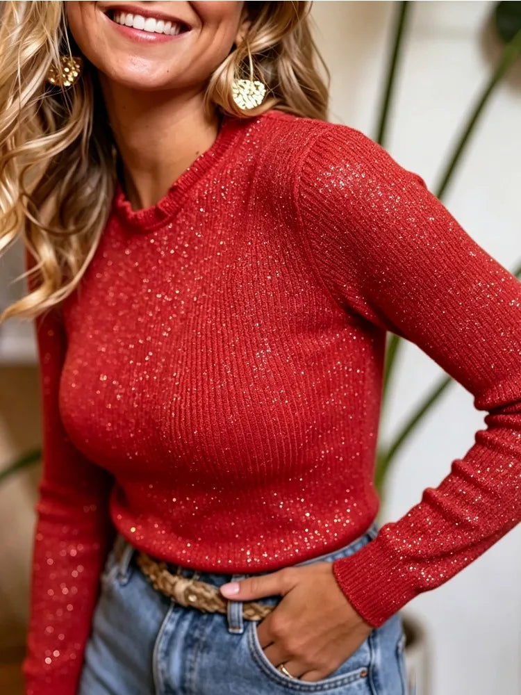 Pull Brillant Femme – Maille Élégante