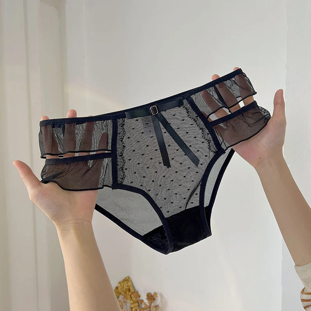Culotte Dentelle Femme – Volants, Transparence et Nœud
