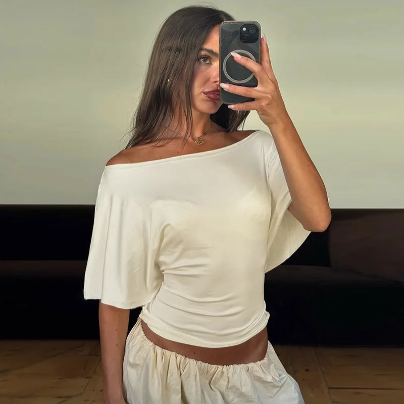 T-Shirt Asymétrique Femme – Une Épaule Dénudée