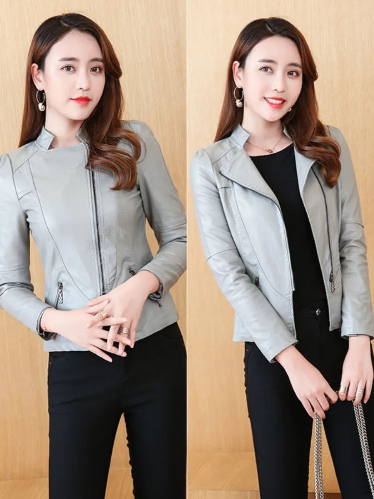 Veste femme en simili cuir zippée