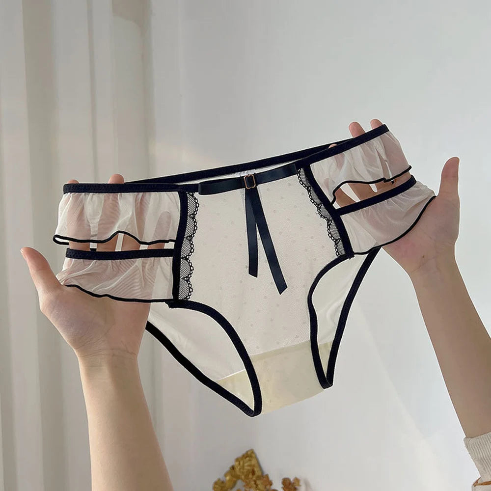 Culotte Dentelle Femme – Volants, Transparence et Nœud