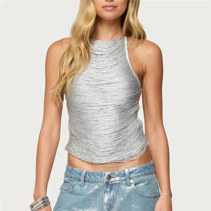 Débardeur Chic Femme – Franges et Dos Nu