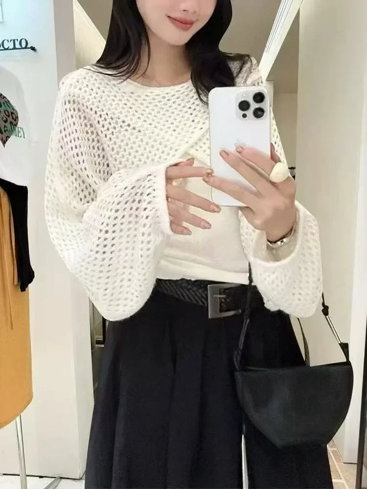 Ensemble en Maille Femme – Haut Court et Débardeur Streetwear