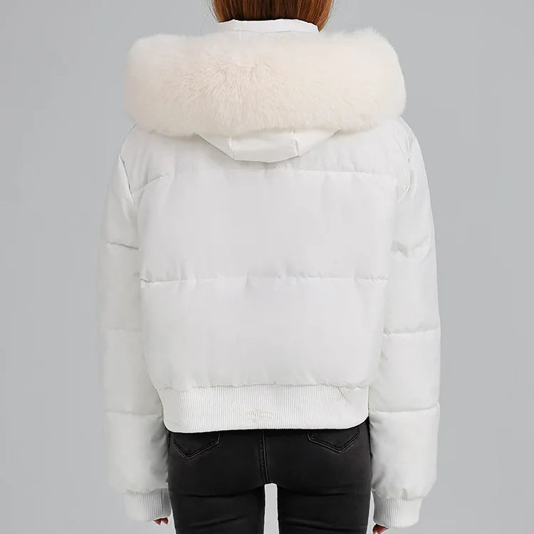 Manteau à Capuche Femme – Col Effet Fourrure