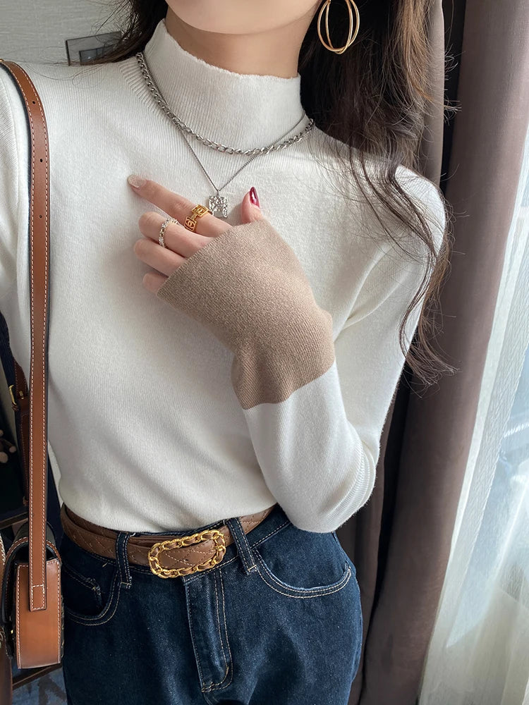 Pull en Maille Douce Femme – Col Semi-Montant Chic