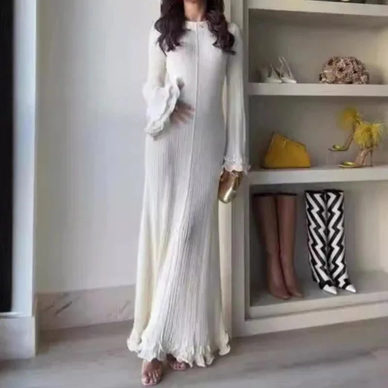 Robe Longue Femme – Plis et Volants