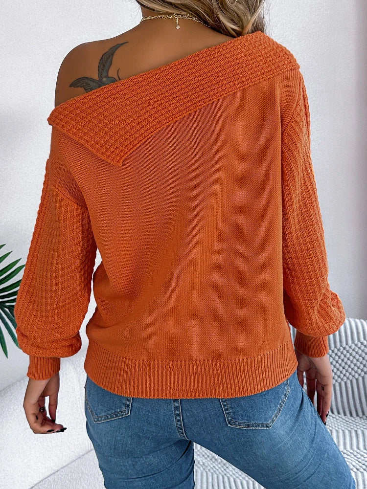 Pull Torsadé Femme – Épaules Dénudées Élégantes
