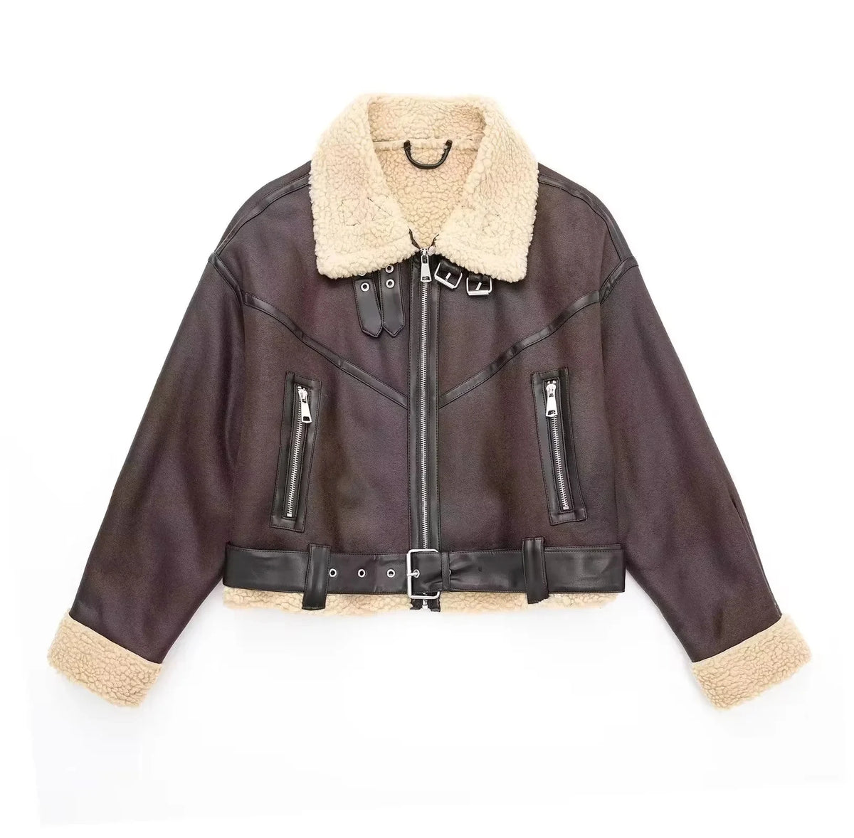 Veste Courte Femme – Ceinture et Fermeture Zippée