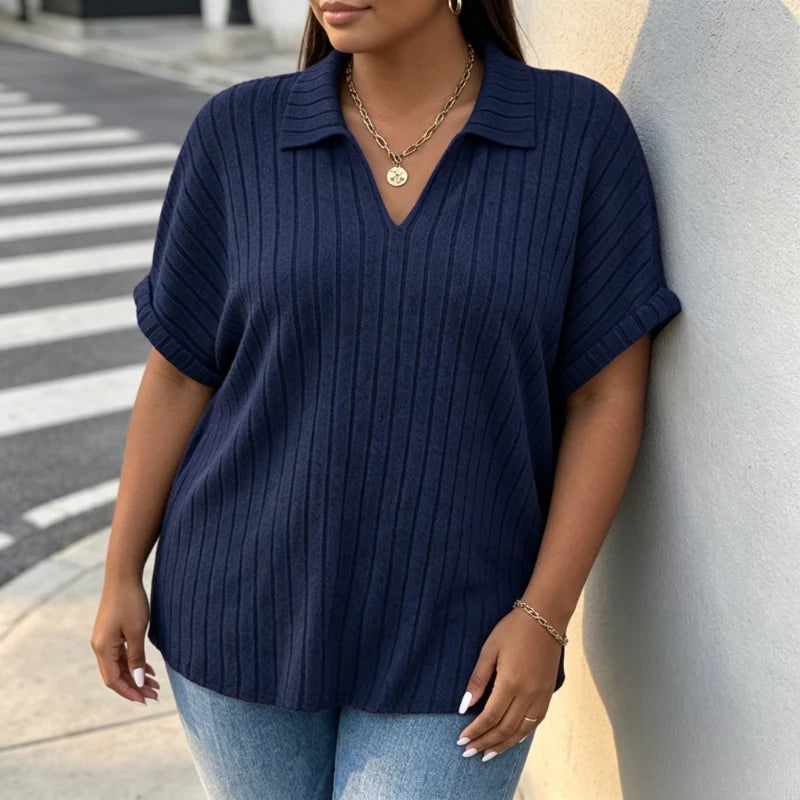 T-shirt en Maille Femme – Coupe Décontractée et Manches Courtes