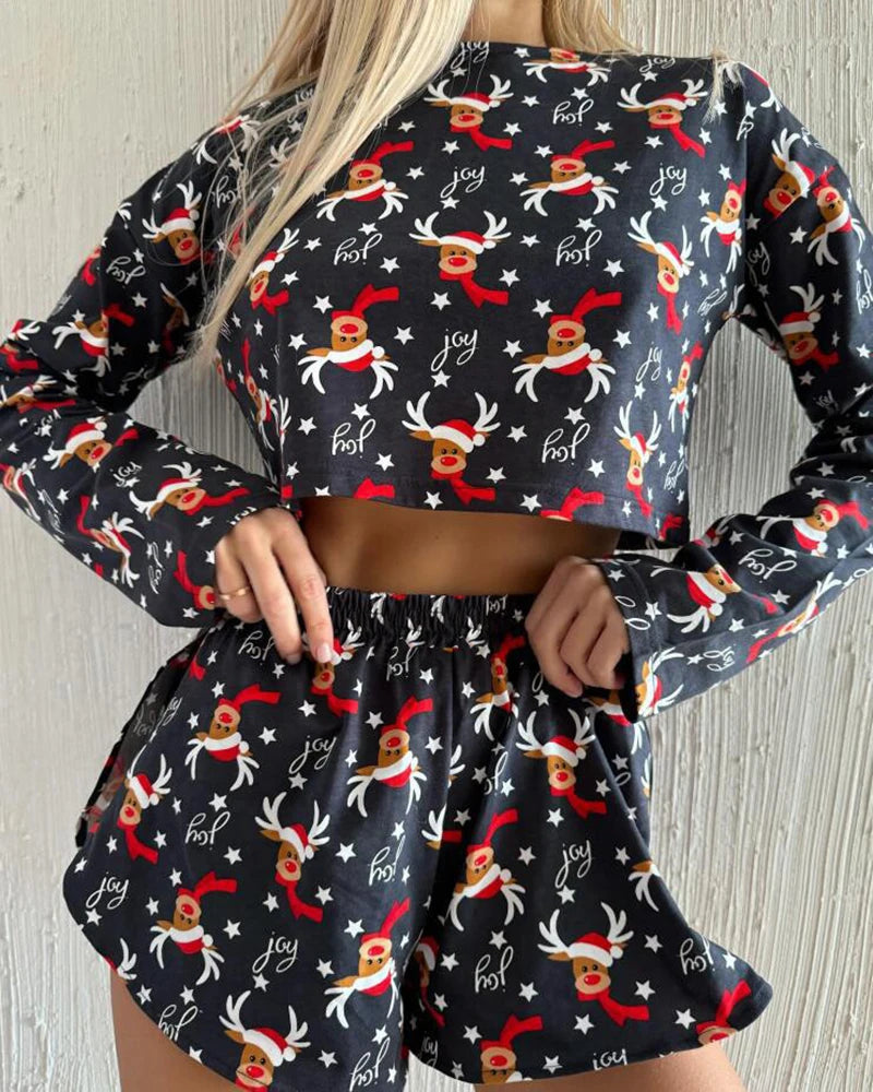 Ensemble détente femme 2 pièces à motifs de Noël