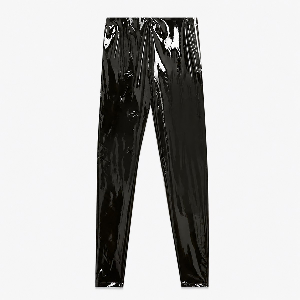 Pantalon Slim Taille Haute en Similicuir Brillant
