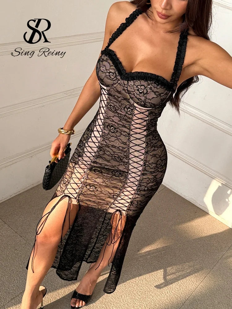 Robe Moulante Femme – Dentelle Élégante