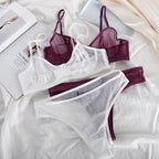 Ensemble soutien-gorge et culotte en dentelle ultra-fine pour femmes