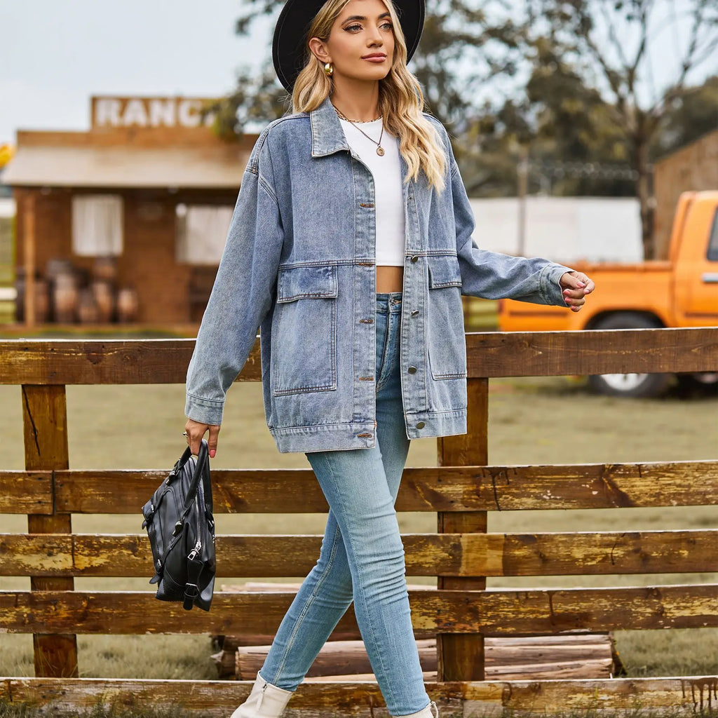 Veste en jean à manches longues pour femmes