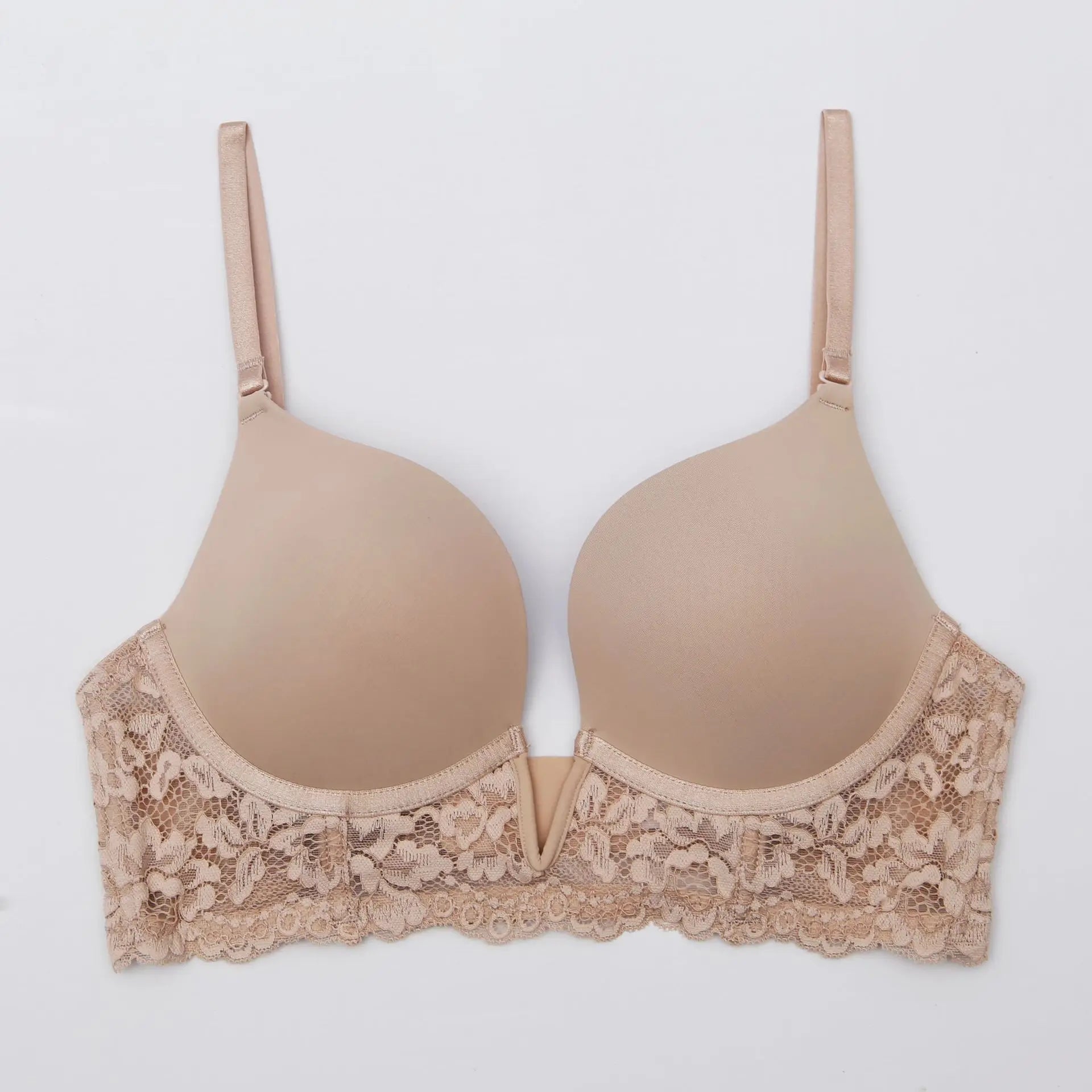 Soutien-gorge push-up en dentelle à décolleté plongeant sans coutures pour femmes