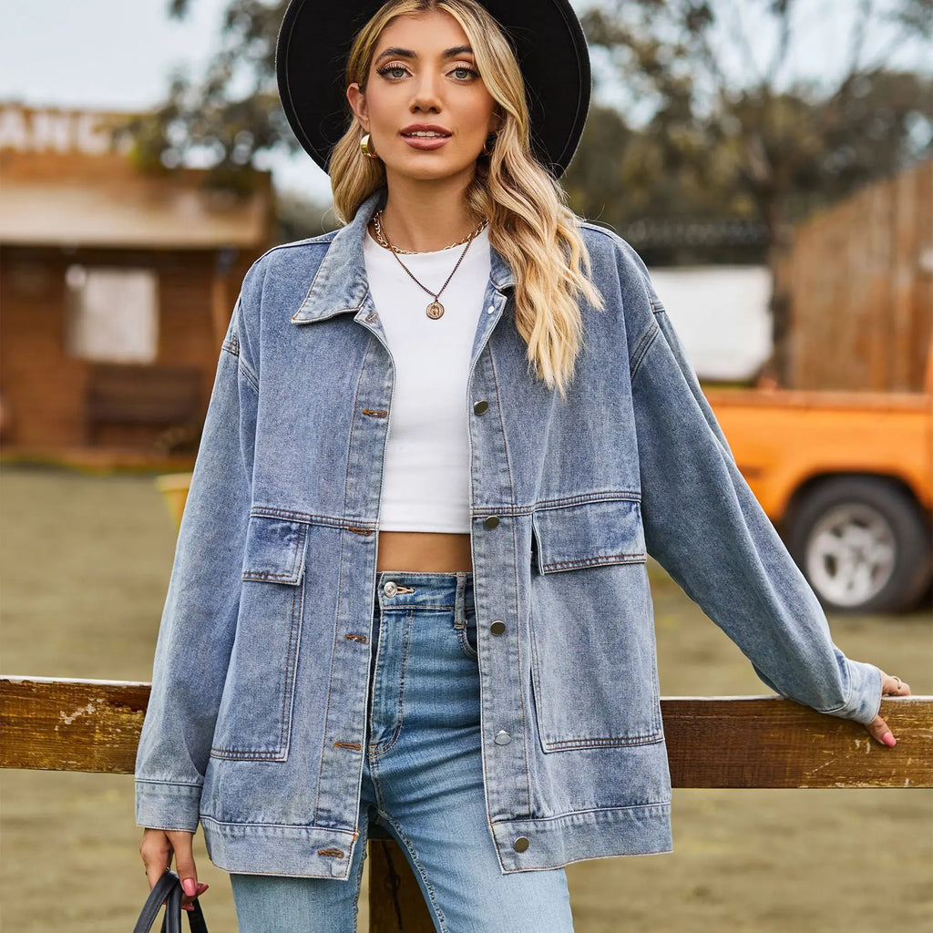 Veste en jean à manches longues pour femmes