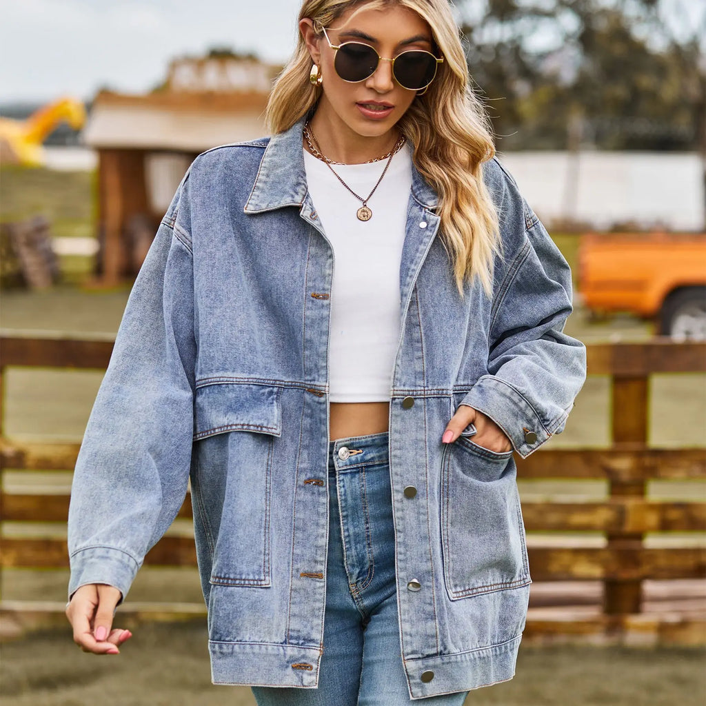 Veste en jean à manches longues pour femmes
