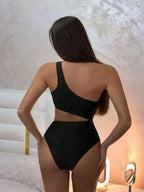 Maillot de bain une pièce asymétrique épaule dénudée pour femmes